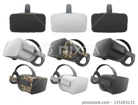 Virtual reality glasses and headset isolated on white background with clipping path 135263215