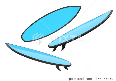 Set of surfboard for summer surfing on surf board on white background. 135263239