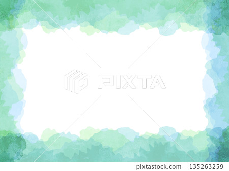 Watercolor texture frame (green) 135263259