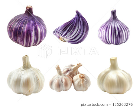 Ripe creole garlic bulb isolated on a white background Ripe creole garlic bulb isolated on a white background 135263276