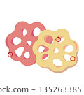 Two-colored pickled lotus root vector illustration 135263385
