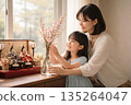 Enjoy the morning of Hinamatsuri with peach blossoms 135264047