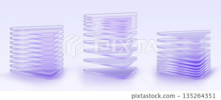 3d set of glass triangle layers with purple gradient, graphic array effect. Crystal light holographic sheet stacks different heights. Abstract transparent piles of triangular plates. 3D illustration 3d set of glass triangle layers with purple gradient, graphic array effect. Crystal light holographic sheet stacks different heights. Abstract transparent piles of triangular plates. 3D illustration 135264351