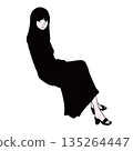 一位長髮女子，穿著高領毛衣和長裙，正看著我（彩色）。 135264447