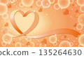 Orange ribbon heart floating background 135264630