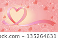 Pink ribbon heart floating background 135264631