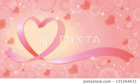 Pink ribbon heart floating background Pink ribbon heart floating background 135264631