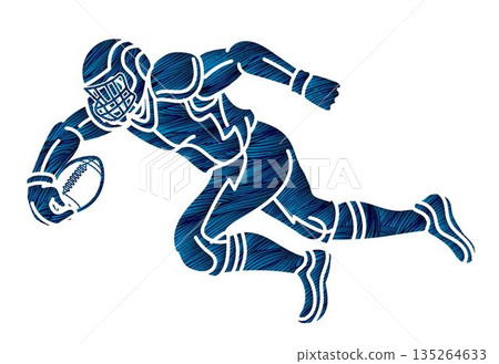 American Football Player Running Action Cartoon Sport Graphic Vector American Football Player Running Action Cartoon Sport Graphic Vector 135264633