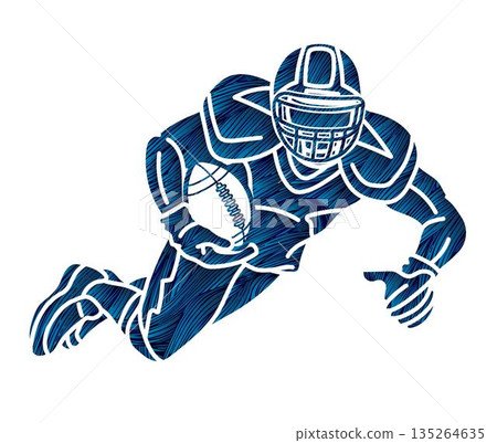 American Football Player Jumping Action Cartoon Sport Graphic Vector American Football Player Jumping Action Cartoon Sport Graphic Vector 135264635