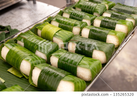 Banana sticky rice at a Vietnamese night market 135265320