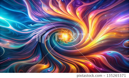 Vibrant Abstract Swirl in Neon Colors, Perfect for Creative Backgrounds 135265371