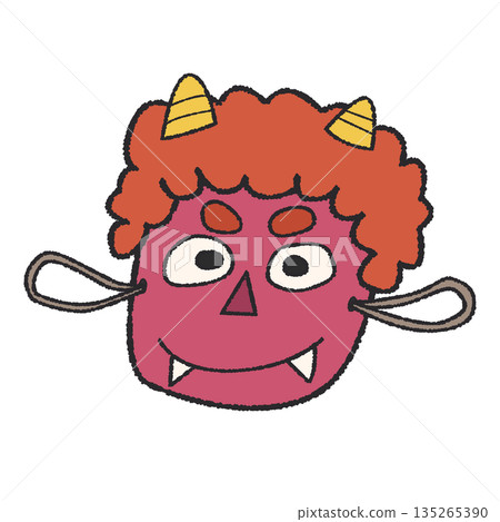 節分紅鬼面具插圖 135265390