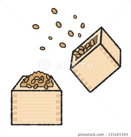 節分盒中的豆子插圖 135265393