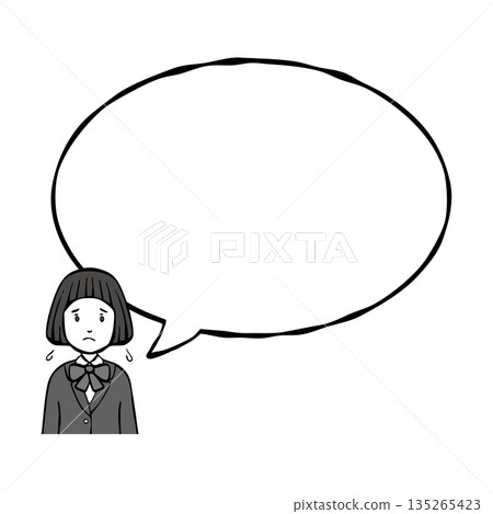 【單色】身穿制服的女孩,有對話框 【單色】身穿制服的女孩,有對話框 135265423