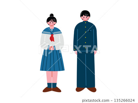 Male and female students in uniform 135266024