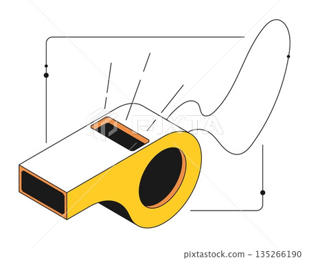 Isometric sports whistle of football referee sport match. Contrast design with thin outline 3D vector isolated on white background Isometric sports whistle of football referee sport match. Contrast design with thin outline 3D vector isolated on white background 135266190