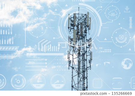 telecommunication mast TV antennas wireless technology for internet network concept telecommunication mast TV antennas wireless technology for internet network concept 135266669