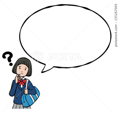 Girl in uniform with speech bubble 135267005