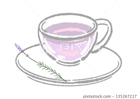 Hand-drawn glass herbal tea set illustration (lavender teapot and cups) Hand-drawn glass herbal tea set illustration (lavender teapot and cups) 135267217
