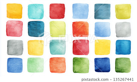 Square watercolor material collection 135267441