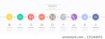Infographic 9 options design elements for your business data. Vector Illustration. 135268055