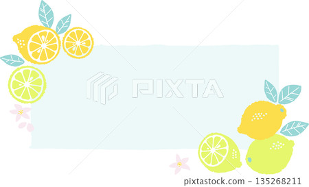 復古風格簡約流行檸檬插畫方框 135268211