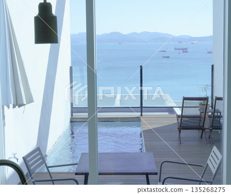 Seaside Villa Terrace with Private Pool and Open Ocean View Seaside Villa Terrace with Private Pool and Open Ocean View 135268275