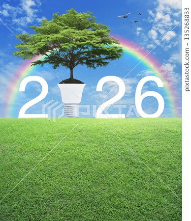Happy new year 2026 green ecology and saving energy concept 135268833