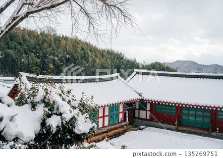 Winter Scenery of Damyang Hyanggyo, Korean Traditional Architecture in Damyang, Korea Winter Scenery of Damyang Hyanggyo, Korean Traditional Architecture in Damyang, Korea 135269751