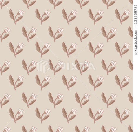 Warm Beige Mini Floral Pattern 135269785