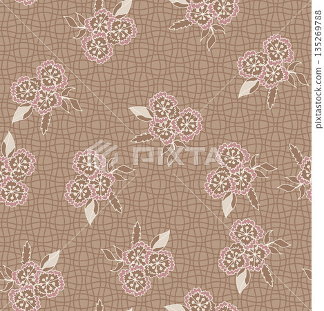 Vintage Taupe Floral Bouquet Pattern 135269788