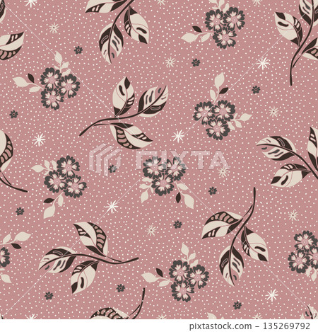 Dusty Rose Vintage Floral Dot Pattern Dusty Rose Vintage Floral Dot Pattern 135269792