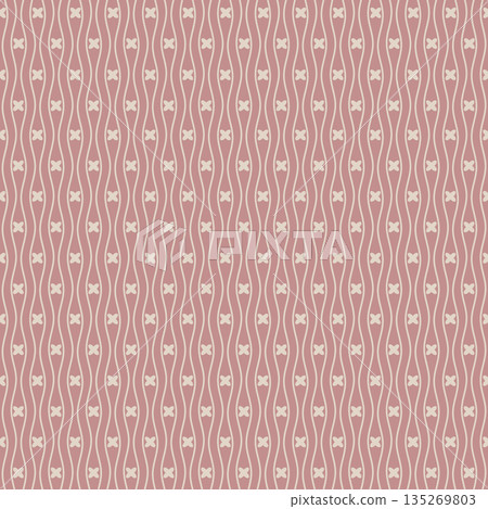 Dusty Rose Wavy Stripe Floral Pattern 135269803