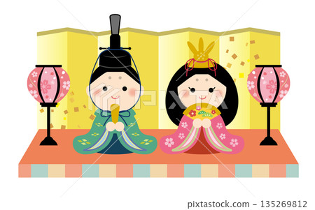 可愛的雛人偶插畫 - 雛祭 135269812