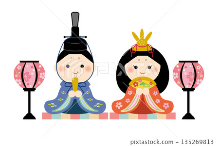 可愛的雛人偶插畫 - 雛祭 135269813