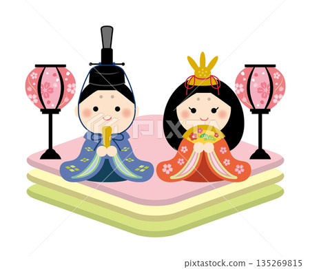 可愛的雛人偶插畫 - 雛祭 135269815