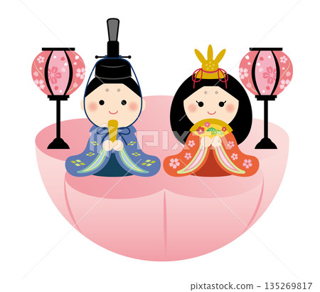 可愛的雛人偶插畫 - 雛祭 可愛的雛人偶插畫 - 雛祭 135269817