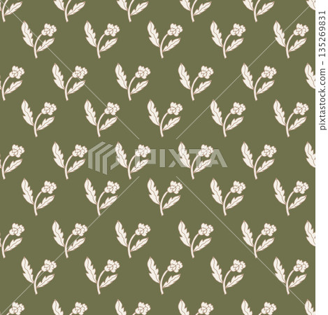 Vintage Olive Mini Floral Pattern 135269831