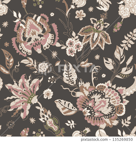 Vintage Boho Floral Damask Pattern Vintage Boho Floral Damask Pattern 135269850