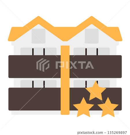 Simple apartment icon + three stars Simple apartment icon + three stars 135269897