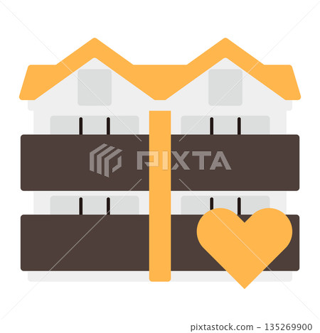 Simple apartment icon + heart 135269900
