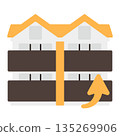 Simple apartment icon + rising arrow 135269906