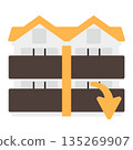 Simple apartment icon + down arrow 135269907