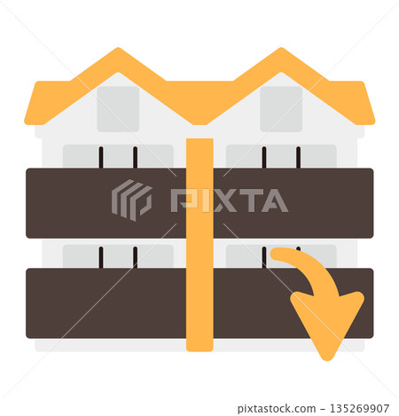 Simple apartment icon + down arrow 135269907