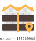 Simple apartment icon + location mark 135269908