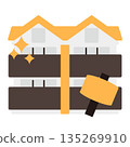 Simple apartment icon + hammer 135269910