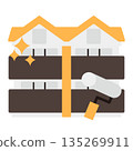 Simple apartment icon + paint roller 135269911
