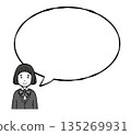 【單色】身穿制服的女孩，有對話框 135269931