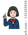 穿著制服的女孩指著 135269939