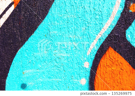 Colorful Graffiti Abstract Pattern in Turquoise, Orange, Black for Urban Street Art Style Colorful Graffiti Abstract Pattern in Turquoise, Orange, Black for Urban Street Art Style 135269975